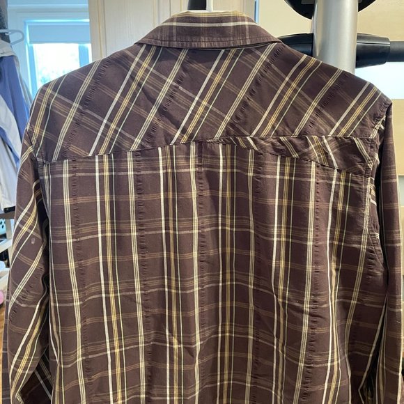 Horny Toad brown/cream plaid long sleeve shirt - Picture 2 of 2